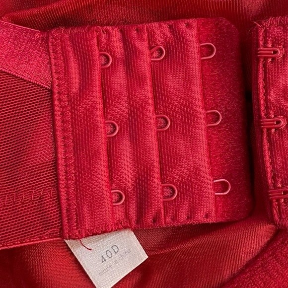 Cacique Red Unlined Full Coverage Underwire Lace Bra Size 40D - Picture 10 of 11